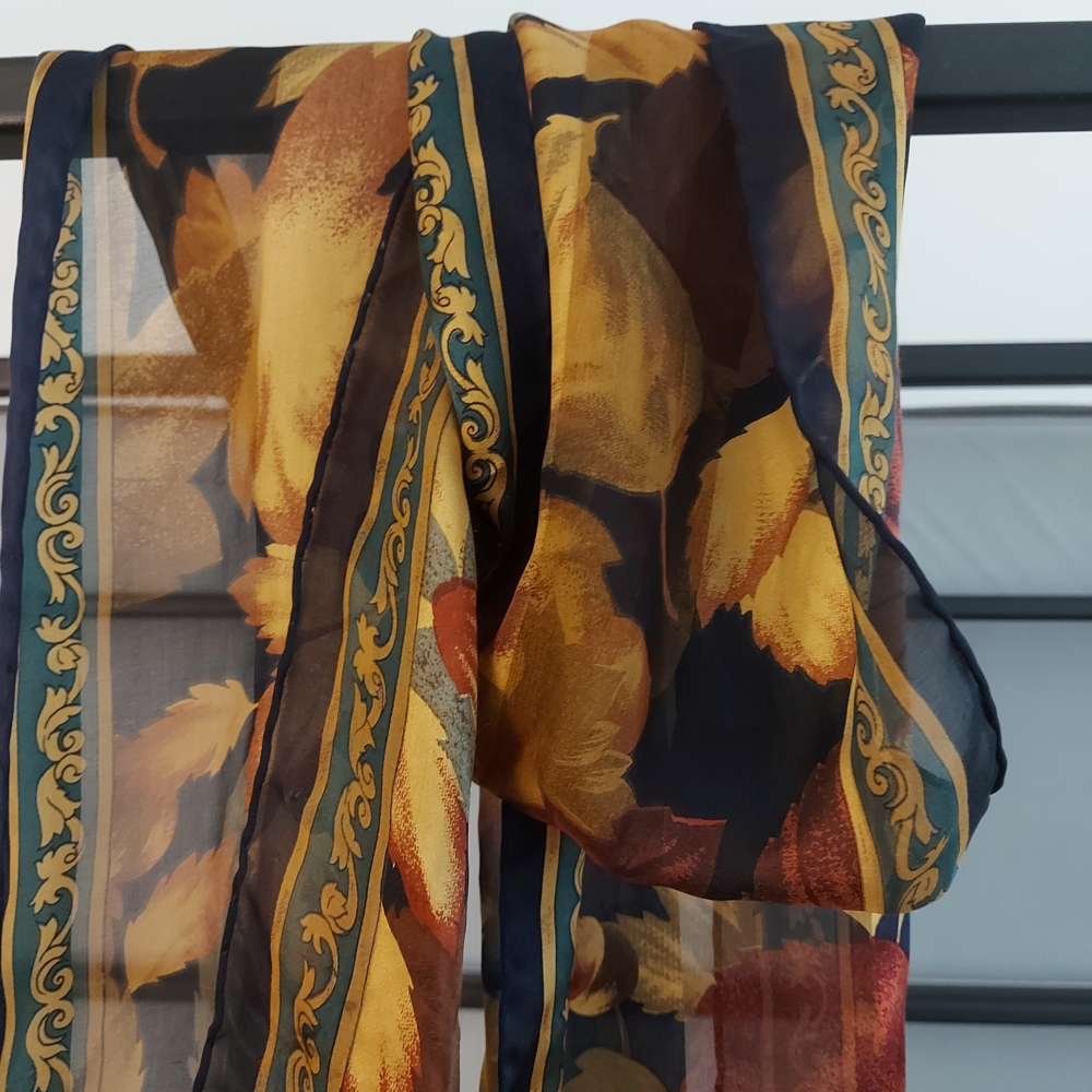 Bill Blass Floral Silk Scarf